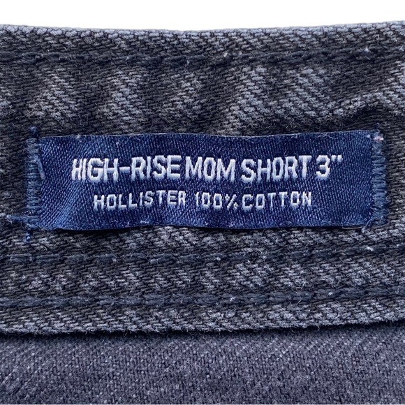 ✅Hollister Womens Jean Shorts Size 11 30 Black High Rise Mom Short 3” Distressed - Picture 8 of 9